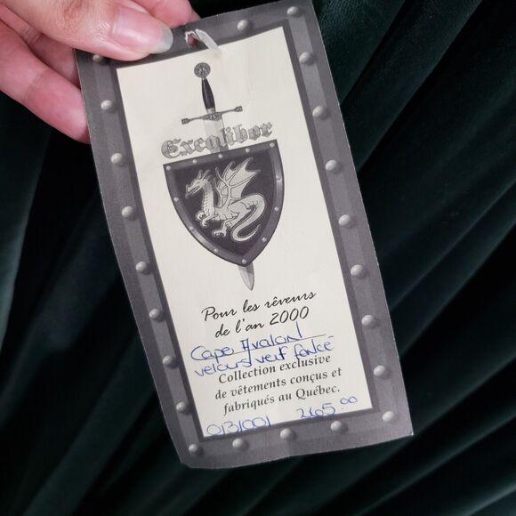 Excalibor Renaissance Fair Cloak Cape Emerald Green Velvet Hooded Medieval LARP - Picture 6 of 16